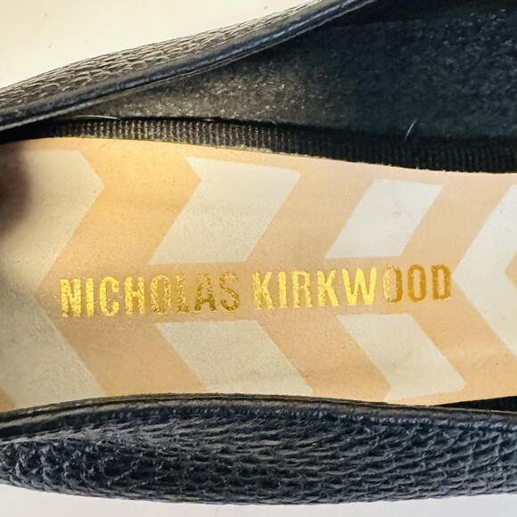 Nicholas Kirkwood Shoes Womens 9 Black Leather Beya Pointed Toe Loafers Slip On - Picture 10 of 12